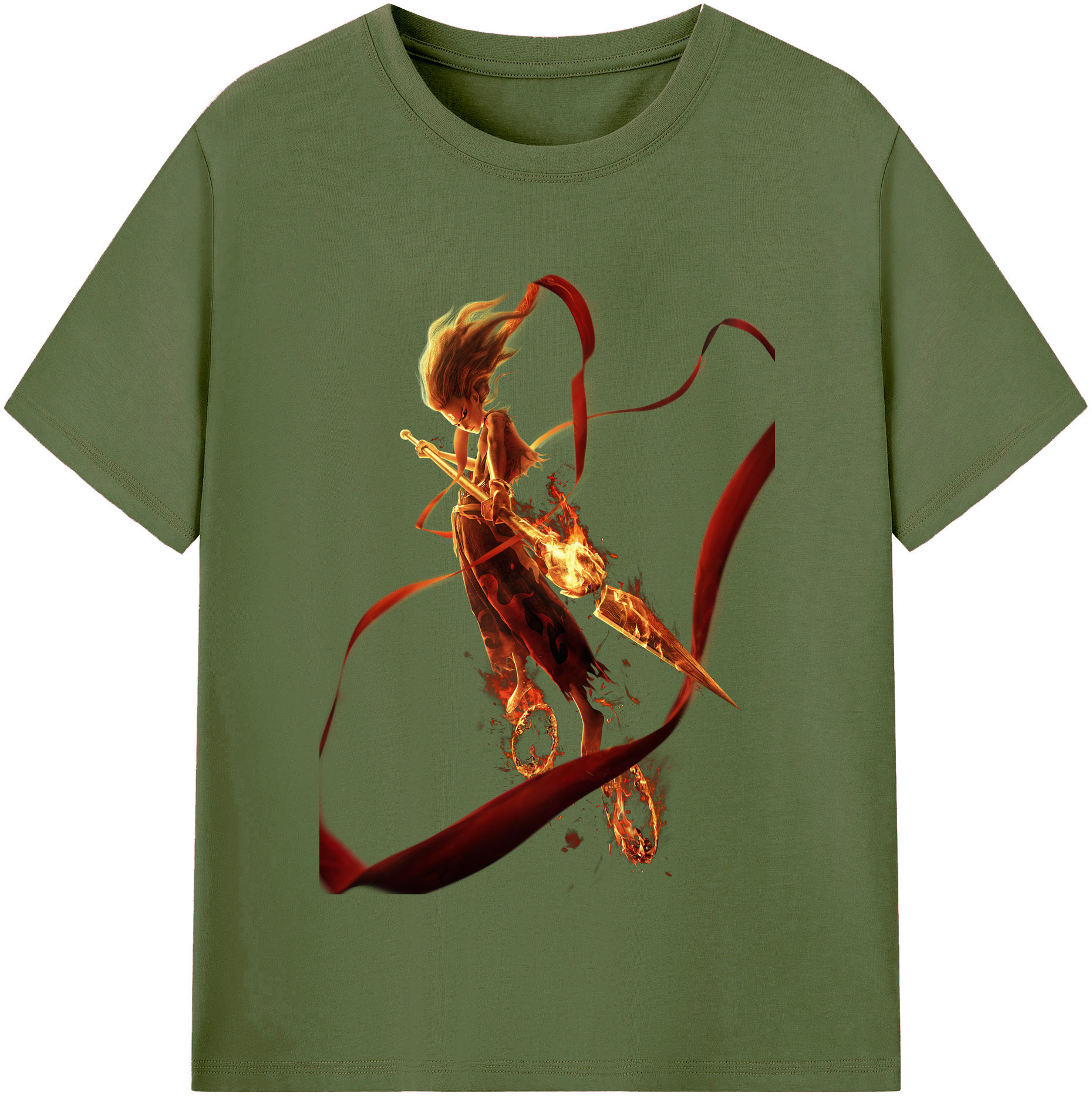 （画像用） Ne Zha 2 ナタ 魔童の大暴れ 綿100％半袖Tシャツ（フロントプリント）